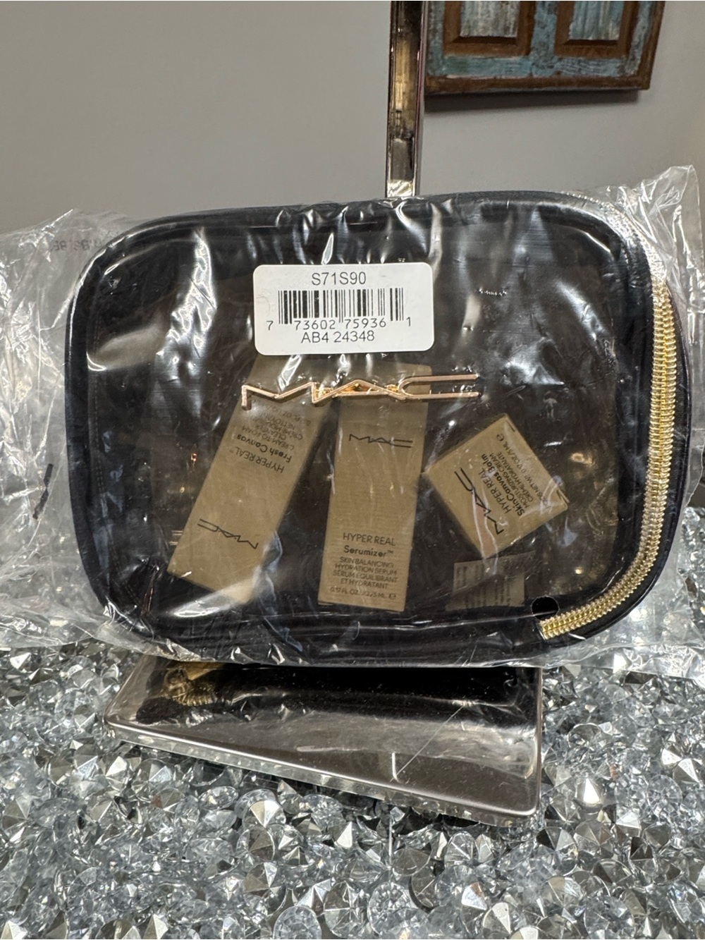MAC Clear Black Makeup clear Pouch with travel size trio NWT